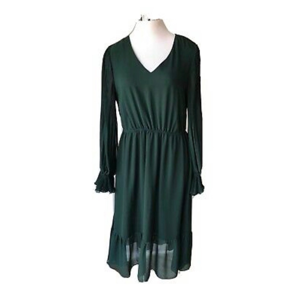 Gibson + Latimer midi green pleated dress